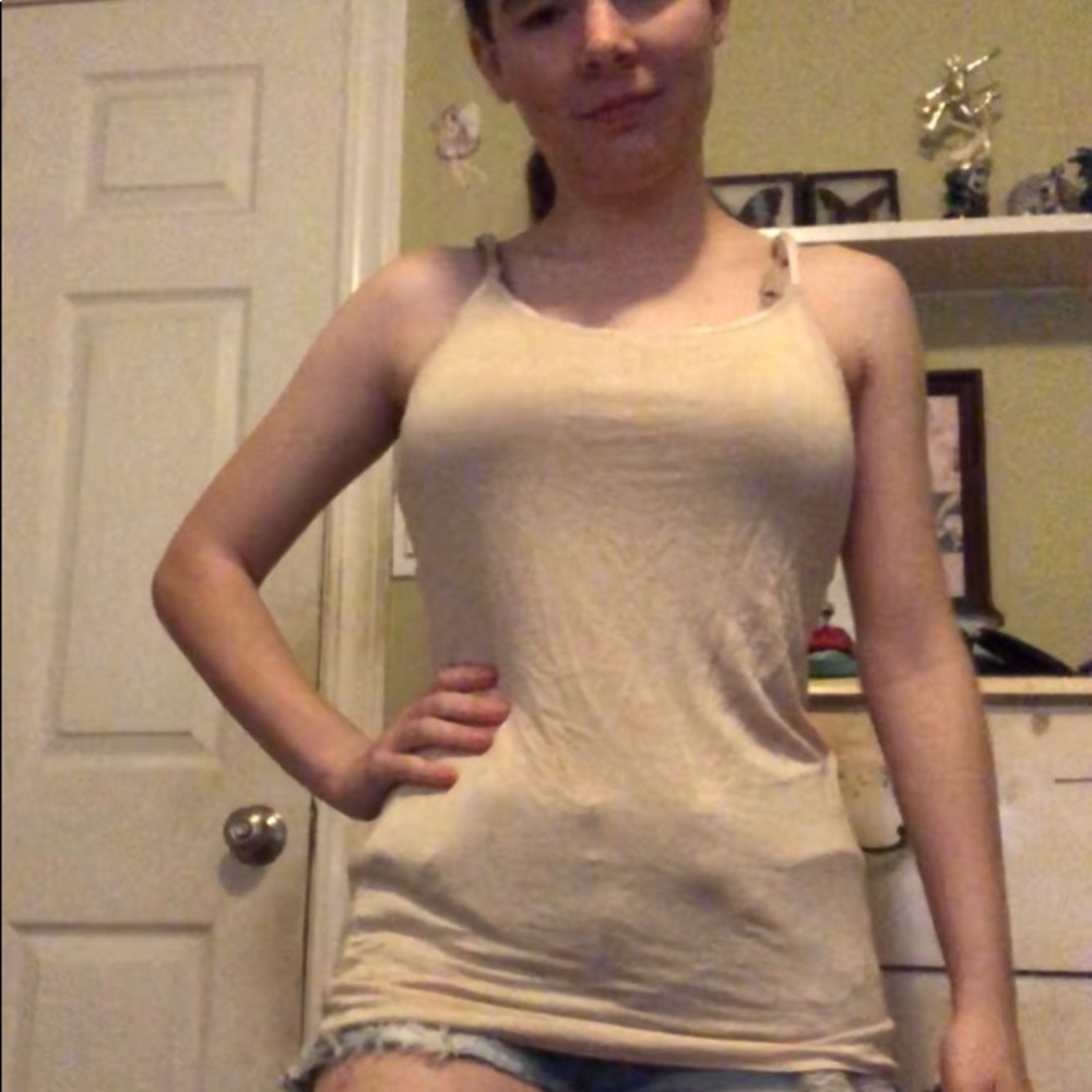 A cream tank top